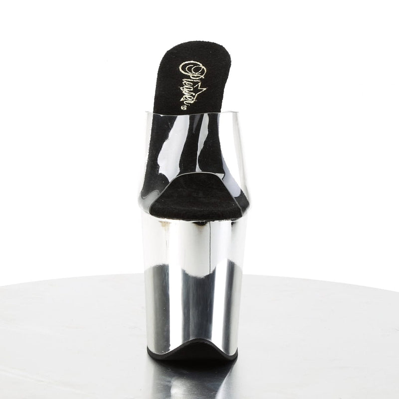 Pleaser FLAMINGO-801 Platform Slide (Clear/Silver Chrome)