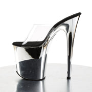 Pleaser FLAMINGO-801 Platform Slide (Clear/Silver Chrome)