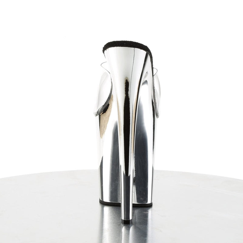 Pleaser FLAMINGO-801 Platform Slide (Clear/Silver Chrome)