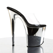 Pleaser FLAMINGO-801 Platform Slide (Clear/Silver Chrome)