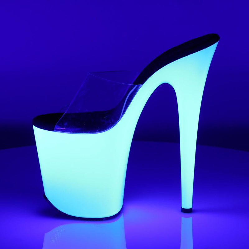Pleaser FLAMINGO-801UV Platform Slide (Clear/Neon White)
