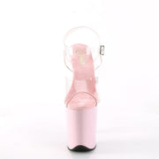 Pleaser FLAMINGO-808 Platform Sandal (Clear/Baby Pink)