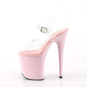 Pleaser FLAMINGO-808 Platform Sandal (Clear/Baby Pink)