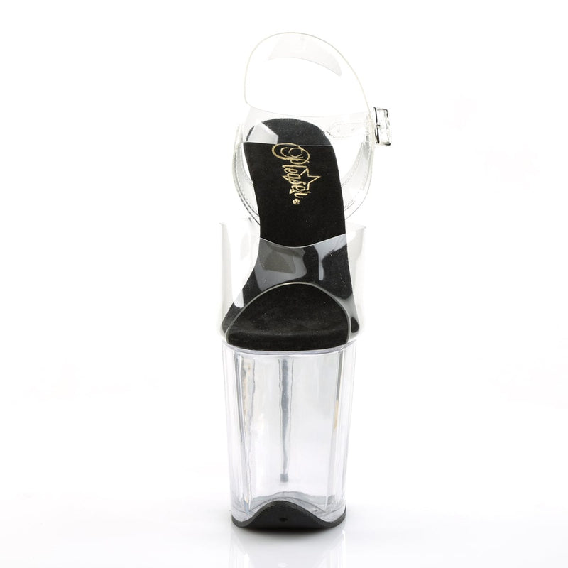 Pleaser FLAMINGO-808 Platform Sandal (Clear-Black/Clear)
