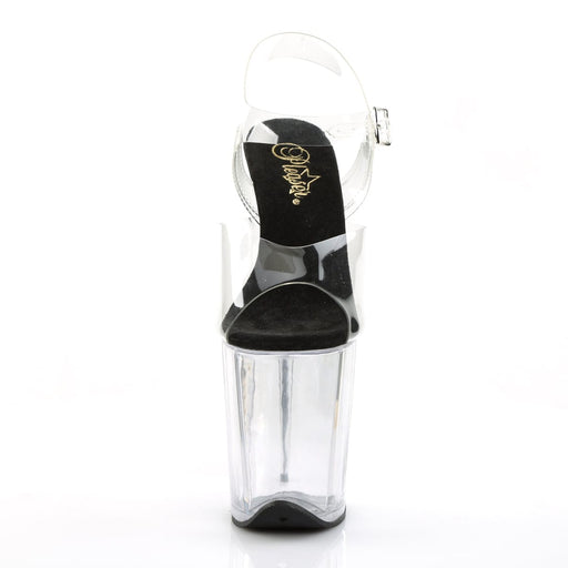 Pleaser FLAMINGO-808 Platform Sandal (Clear-Black/Clear)