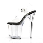 Pleaser FLAMINGO-808 Platform Sandal (Clear-Black/Clear)