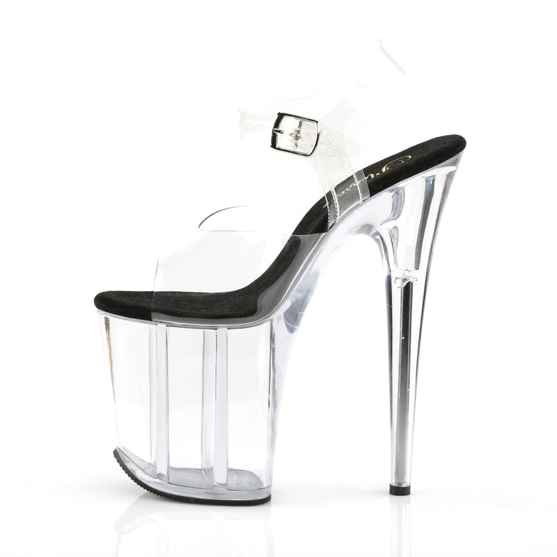 Pleaser FLAMINGO-808 Platform Sandal (Clear-Black/Clear)