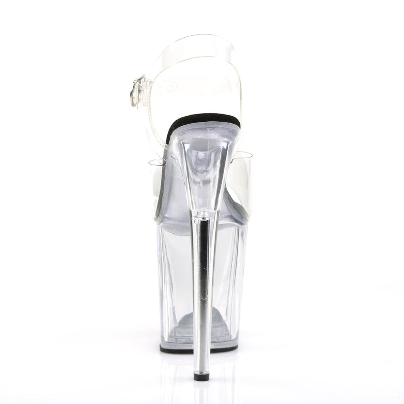 Pleaser FLAMINGO-808 Platform Sandal (Clear-Black/Clear)