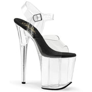 Pleaser FLAMINGO-808 Platform Sandal (Clear-Black/Clear)