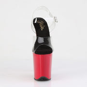 Pleaser FLAMINGO-808 Platform Sandal (Clear-Black/Red)
