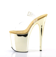 Pleaser FLAMINGO-808 Platform Sandal (Clear/Gold Chrome)