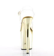 Pleaser FLAMINGO-808 Platform Sandal (Clear/Gold Chrome)