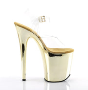 Pleaser FLAMINGO-808 Platform Sandal (Clear/Gold Chrome)