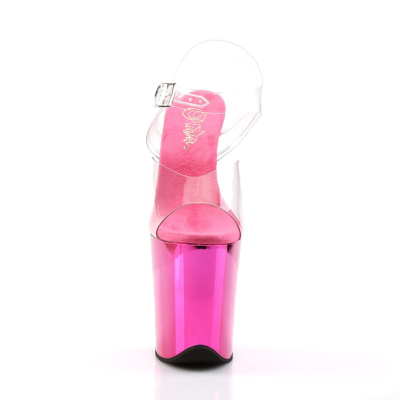 Pleaser FLAMINGO-808 Platform Sandal (Clear/Hot Pink Chrome)