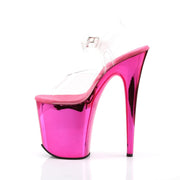 Pleaser FLAMINGO-808 Platform Sandal (Clear/Hot Pink Chrome)