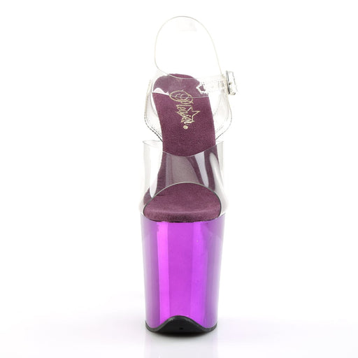 Pleaser FLAMINGO-808 Platform Sandal (Clear/Purple Chrome)