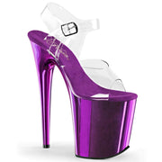 Pleaser FLAMINGO-808 Platform Sandal (Clear/Purple Chrome)