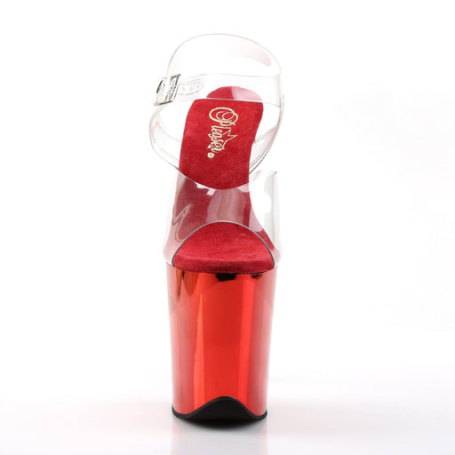 Pleaser FLAMINGO-808 Platform Sandal (Clear/Red Chrome)
