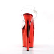 Pleaser FLAMINGO-808 Platform Sandal (Clear/Red Chrome)