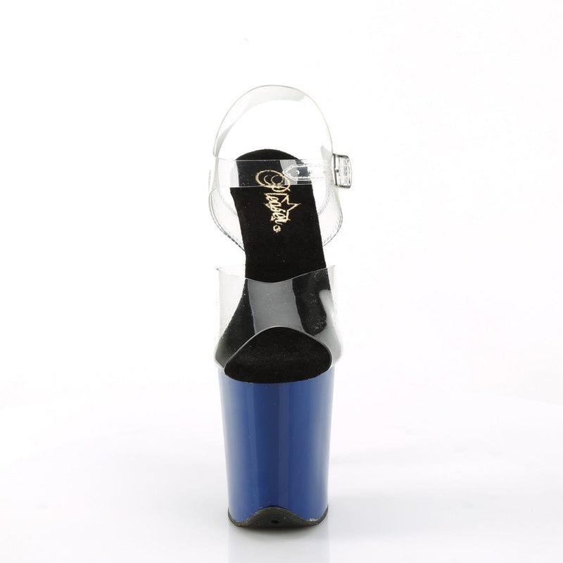 Pleaser FLAMINGO-808 Platform Sandal (Clear/Royal Blue)