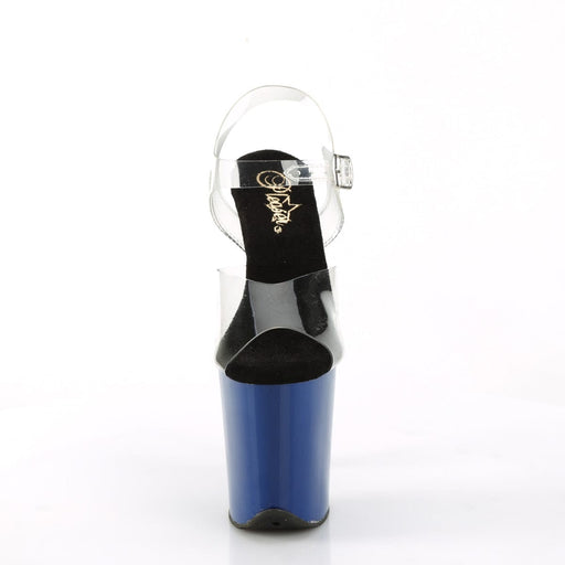 Pleaser FLAMINGO-808 Platform Sandal (Clear/Royal Blue)