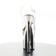 Pleaser FLAMINGO-808 Platform Sandal (Clear/Silver Chrome)
