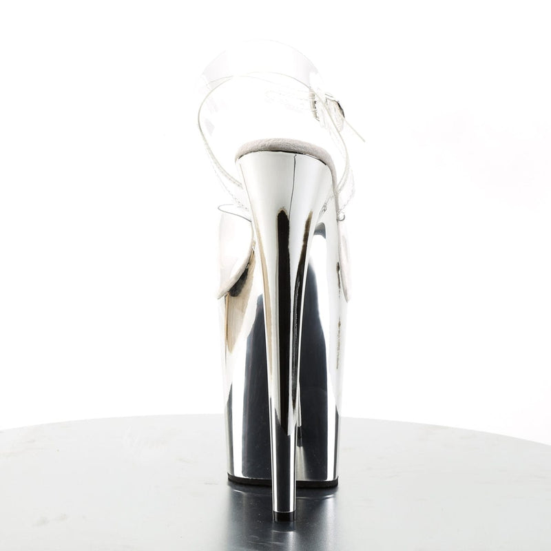 Pleaser FLAMINGO-808 Platform Sandal (Clear/Silver Chrome)