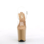 Pleaser FLAMINGO-808 Platform Sandal (Clear/Toffee)