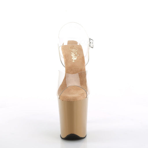 Pleaser FLAMINGO-808 Platform Sandal (Clear/Toffee)