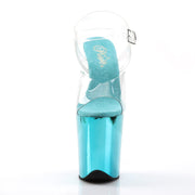 Pleaser FLAMINGO-808 Platform Sandal (Clear/Turquoise Chrome)