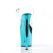 Pleaser FLAMINGO-808 Platform Sandal (Clear/Turquoise Chrome)