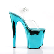 Pleaser FLAMINGO-808 Platform Sandal (Clear/Turquoise Chrome)