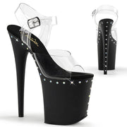 Pleaser FLAMINGO-808ABLS Platform Sandal (Clear/Black Matte)