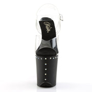 Pleaser FLAMINGO-808ABLS Platform Sandal (Clear/Black Matte)
