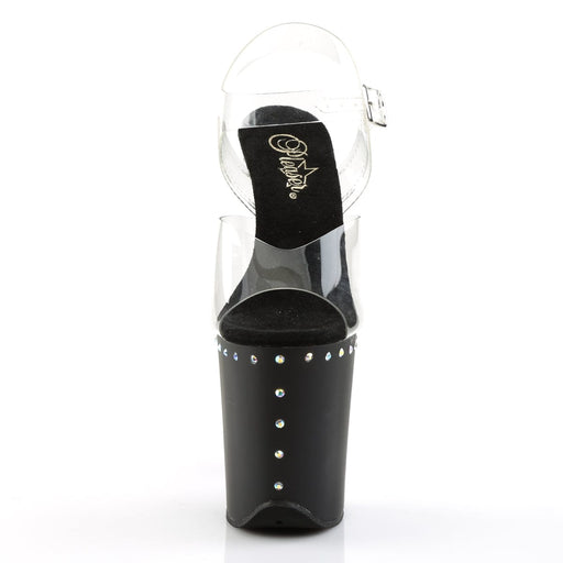 Pleaser FLAMINGO-808ABLS Platform Sandal (Clear/Black Matte)