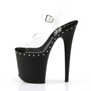Pleaser FLAMINGO-808ABLS Platform Sandal (Clear/Black Matte)