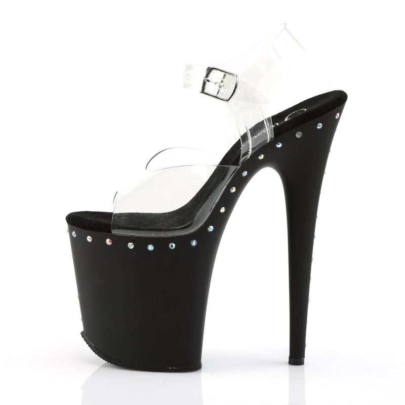 Pleaser FLAMINGO-808ABLS Platform Sandal (Clear/Black Matte)