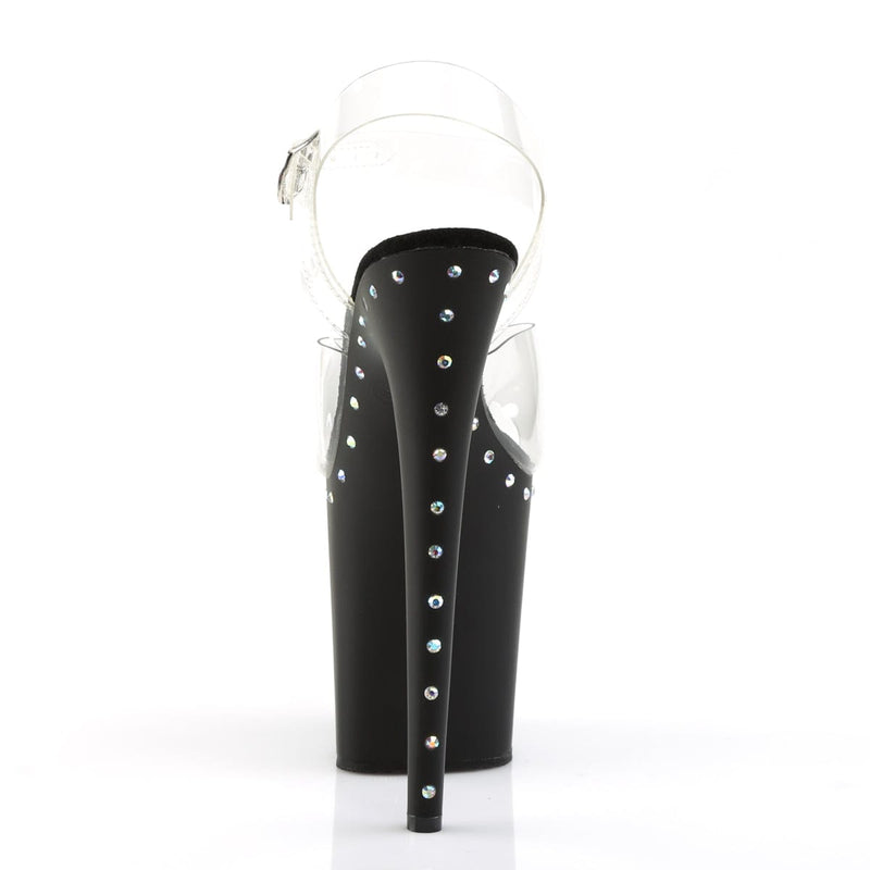 Pleaser FLAMINGO-808ABLS Platform Sandal (Clear/Black Matte)