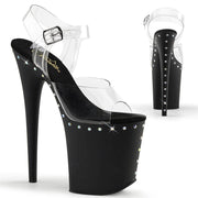 Pleaser FLAMINGO-808ABLS Platform Sandal (Clear/Black Matte)