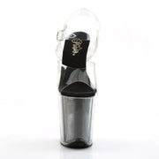 Pleaser FLAMINGO-808G Platform Sandal (Clear/Black Glitter)