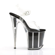 Pleaser FLAMINGO-808G Platform Sandal (Clear/Black Glitter)