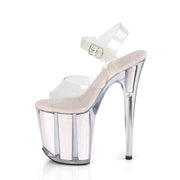 Pleaser FLAMINGO-808G Platform Sandal (Clear/Opal Glitter Inserts)