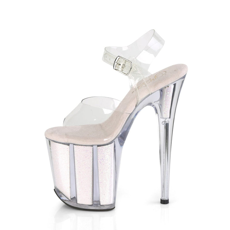 Pleaser FLAMINGO-808G Platform Sandal (Clear/Opal Glitter Inserts)