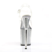 Pleaser FLAMINGO-808G Platform Sandal (Clear/Silver Multi Glitter)