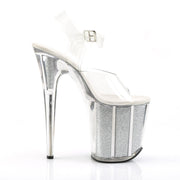 Pleaser FLAMINGO-808G Platform Sandal (Clear/Silver Multi Glitter)