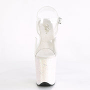 Pleaser FLAMINGO-808LG Platform Sandal (Clear/Opal Multi Glitter)