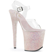 Pleaser FLAMINGO-808LG Platform Sandal (Clear/Opal Multi Glitter)