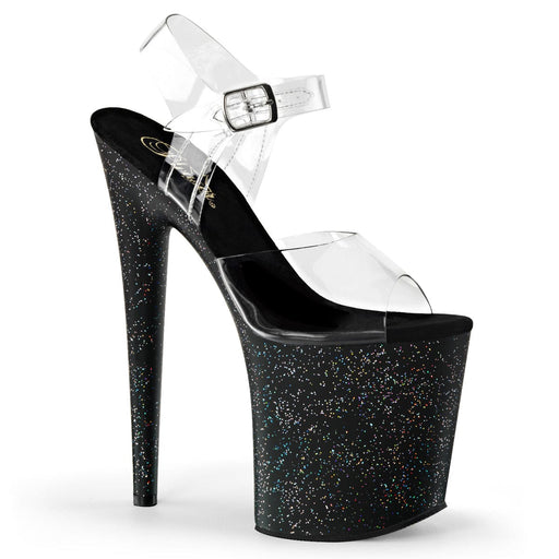 Pleaser FLAMINGO-808MG Platform Sandal (Clear/Black)