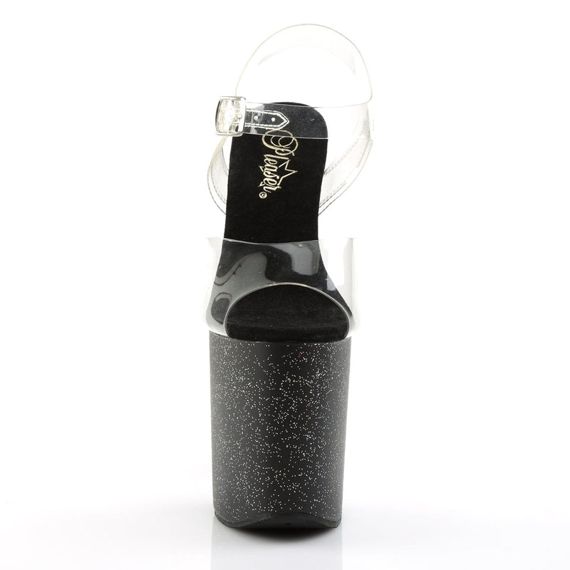 Pleaser FLAMINGO-808MG Platform Sandal (Clear/Black)