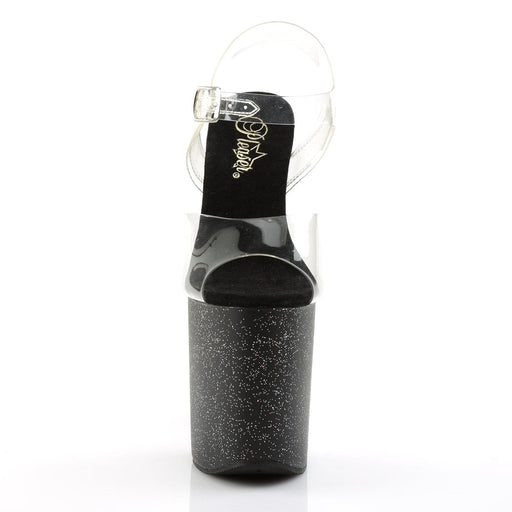 Pleaser FLAMINGO-808MG Platform Sandal (Clear/Black)